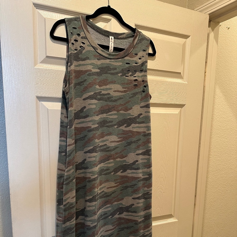 Camo long tank dress